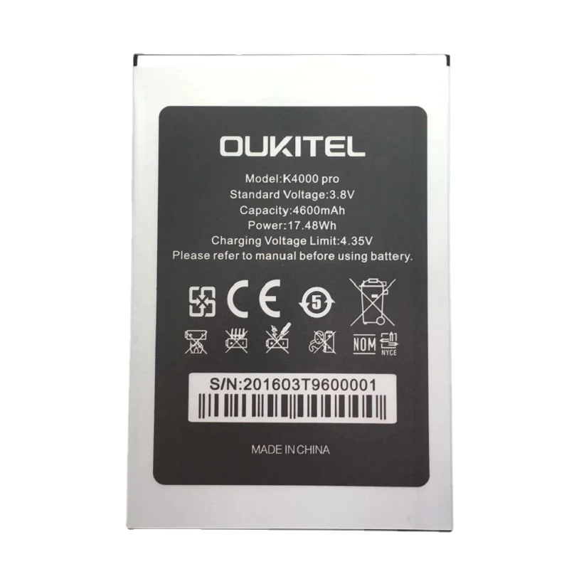 Аккумулятор Oukitel K4000 Pro 100% оригинальный высококачественный запасной литий-ионный