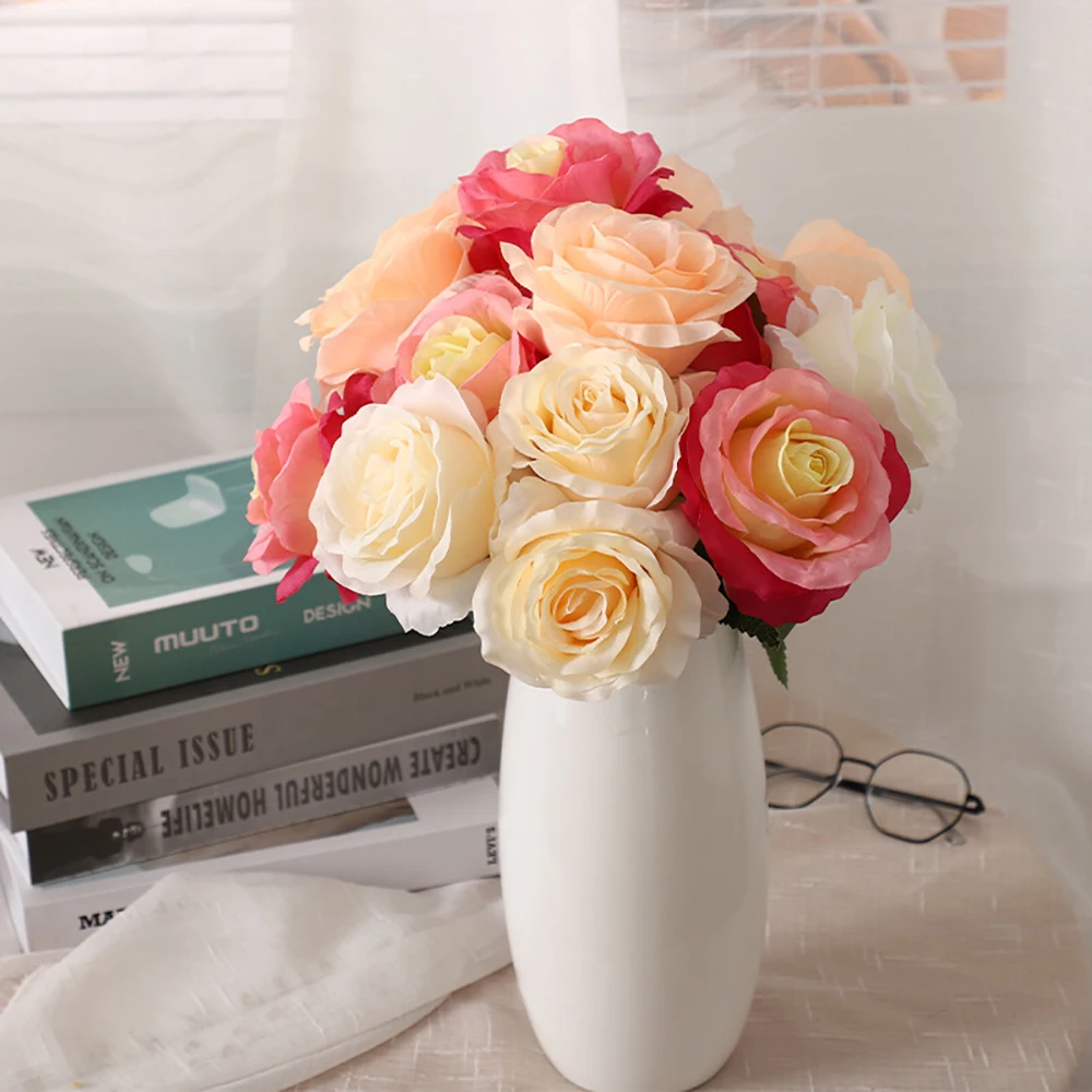 

5/10pcs Artificial Rose Flowers Beautiful Silk Roses Bouquet for Wedding Home Table Decor Fake Flower Valentine's Day Presents