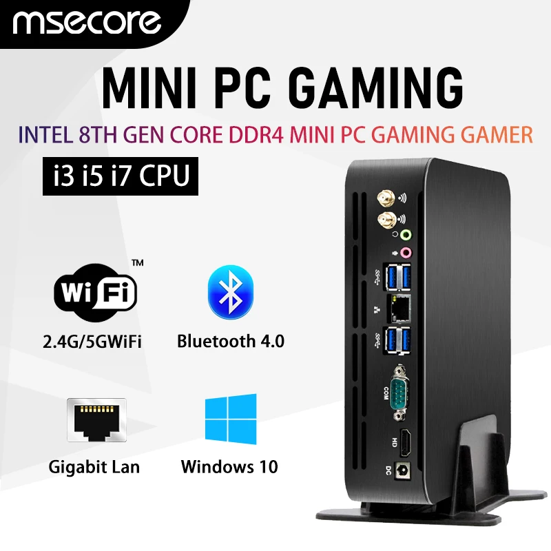 MSECORE MQ9 Mini PC Windows 10 Intel Core i3 i5 i7 8th Mini Desktops Gaming Computer 2xDDR4 32G 512G Linux 4K Wifi HTPC HDMI COM