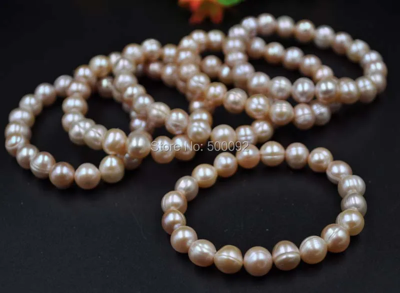 

Оптовая продажа, браслеты из пресноводного жемчуга 10 шт., 9-10 мм, эластичный браслет