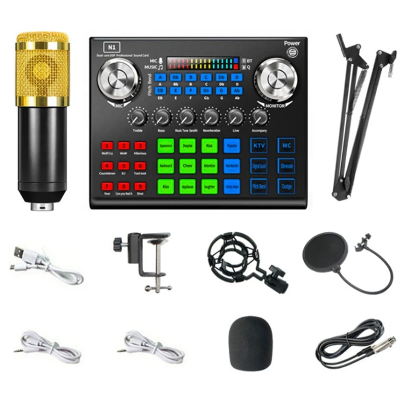 

N1 Sound Card BM800 Microphone Set For Anchor Live Recording And Singing With Professional Condenser Microphone