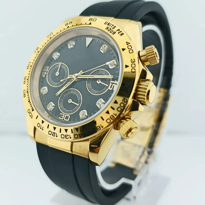 

39,5 мм телефон с логотипом на заказ, браслет из нержавеющей стали VK63, аксессуары для часов, полная мощность золота