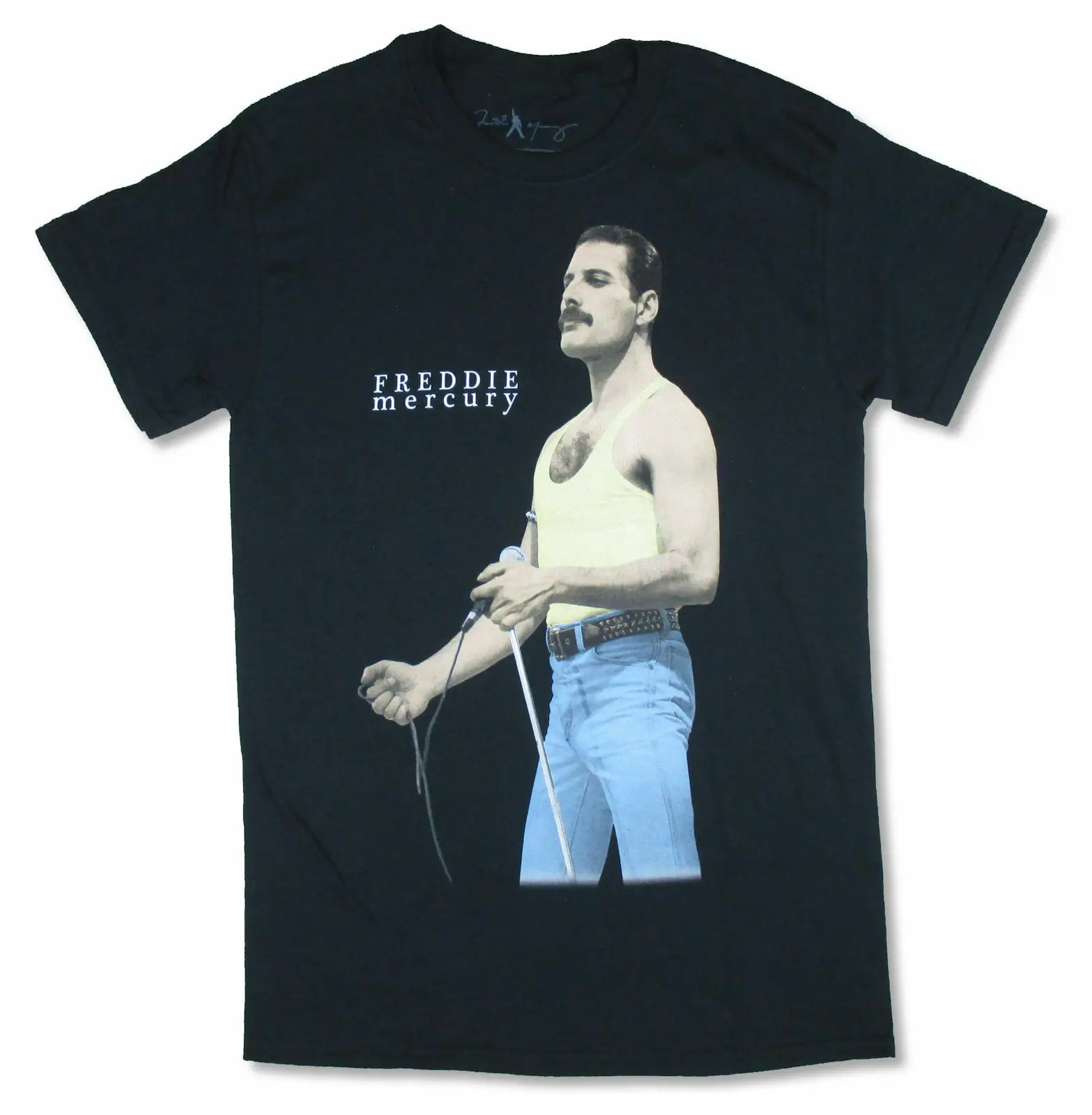 

Freddie Mercury Yellow Tank Top Black T Shirt Queen NEW