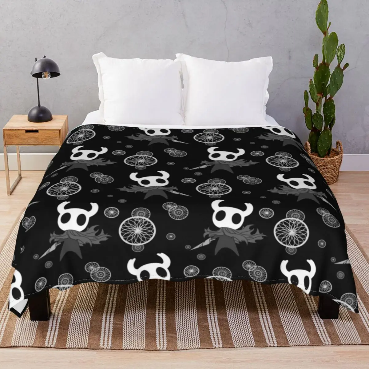 Hollow Knight Pattern Blanket Velvet Winter Multifunction Throw Blankets for Bedding Home Couch Travel Office