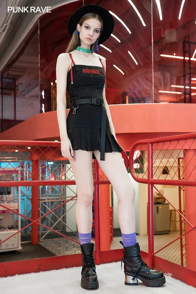 Женская плиссированная юбка в китайском стиле панк Рейв