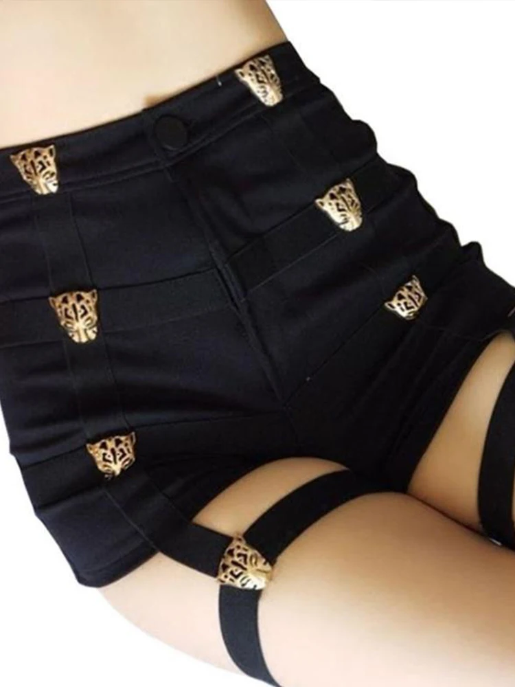 InsGoth Gothic Punk Hollow Out Short Women Harajuku Grunge High Waist High Street Sexy Jean Shorts E Girl Summer Streetwear 2023