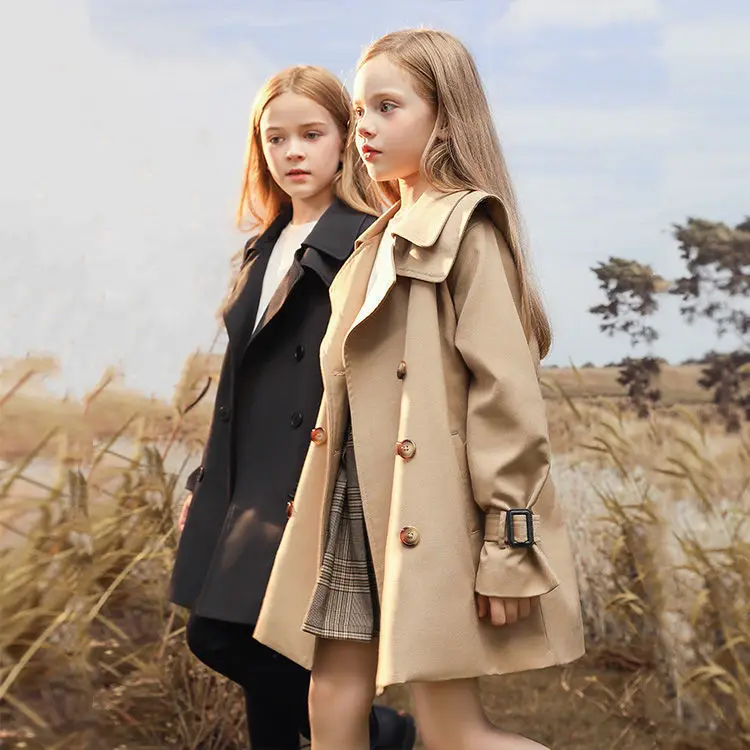 

Teen Girls Long Trench Coats 2022 New Fashion England Style Windbreaker Jacket For Girls Spring Autumn Children's Clothing 4-12Y