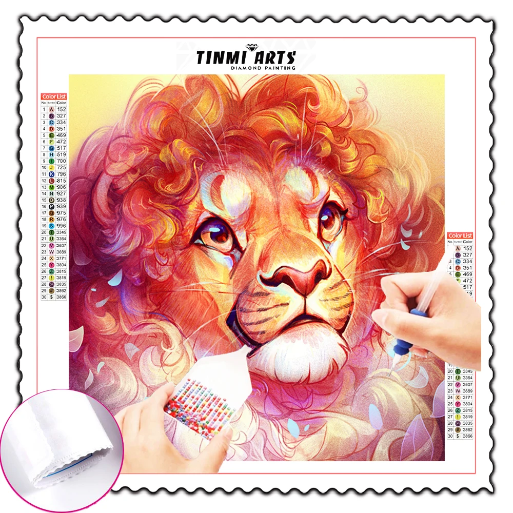 

5D DIY AB Diamond Paintings Beautiful Animals with Flowers Tiger Lion Full Round Drill Embroidery Cross Stitch Rhinestone Art