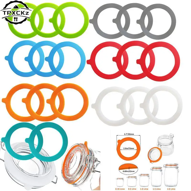

10pcs Silicone Jar Gaskets Food Storege Jars Replacement Airtight Leak-Proof Rubber Seals Rings Fits Regular Mouth Canning Jars