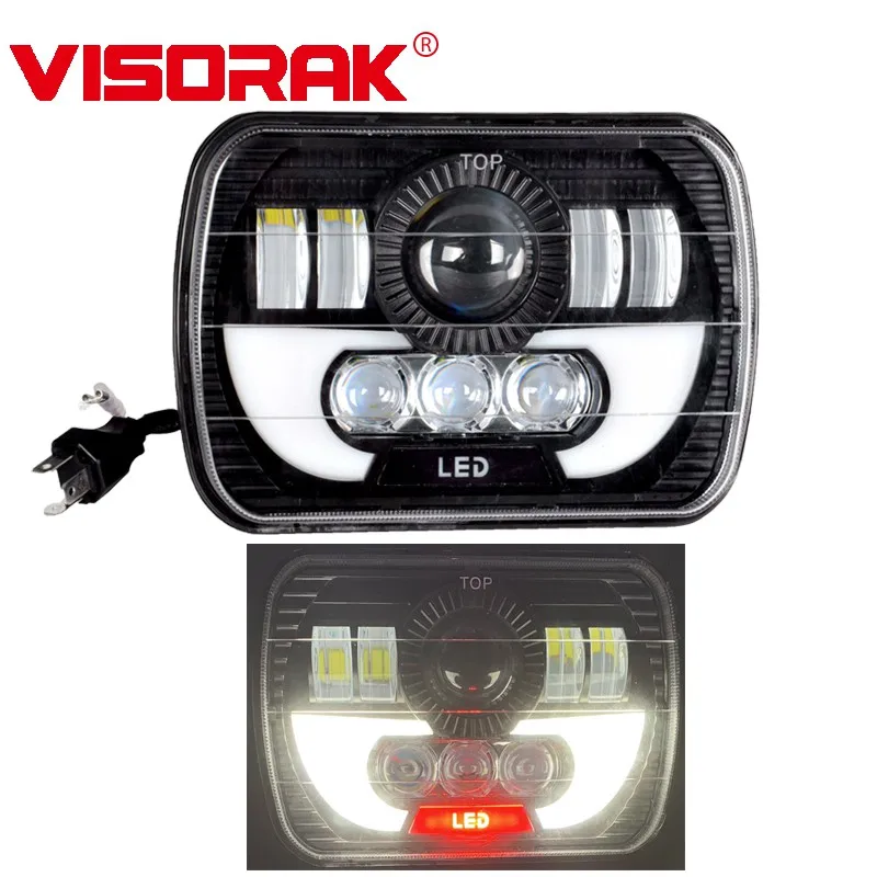 

Передняя фара VISORAK, светодиодный фонарь 8x6 дюймов, 7 дюймов, для внедорожников, автобусов, внедорожников, автомобилей, Jeep Hummer, Ford Defender, пикапов ...