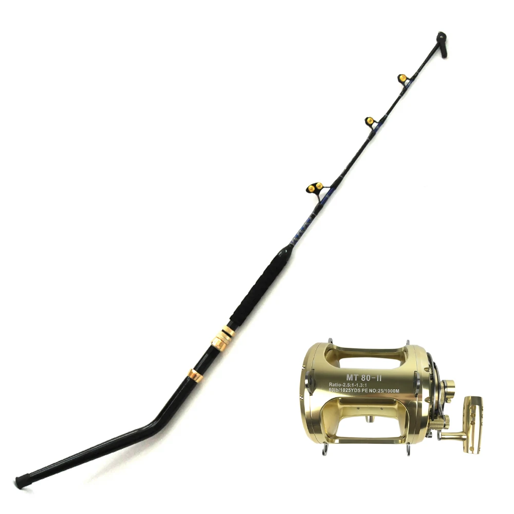 Combo 80w Heavy Duty Reels Sea Trolling Deep Drop Tuna 130lb Fishing Rod Reel Combo