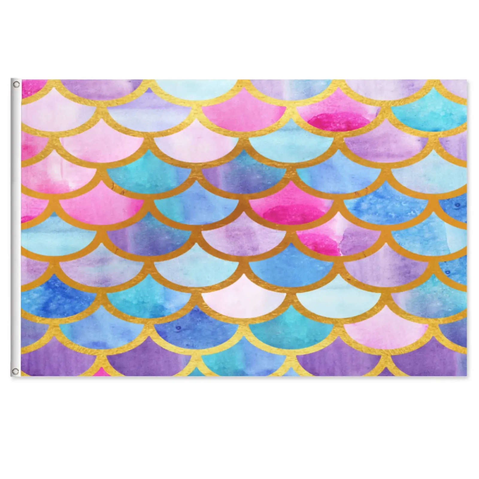 

Чешуйчатый флаг русалки, яркие цветные рыбные чешуи, баннеры, домашние флаги с латунными люверсами для дома, уличные и комнатные украшения