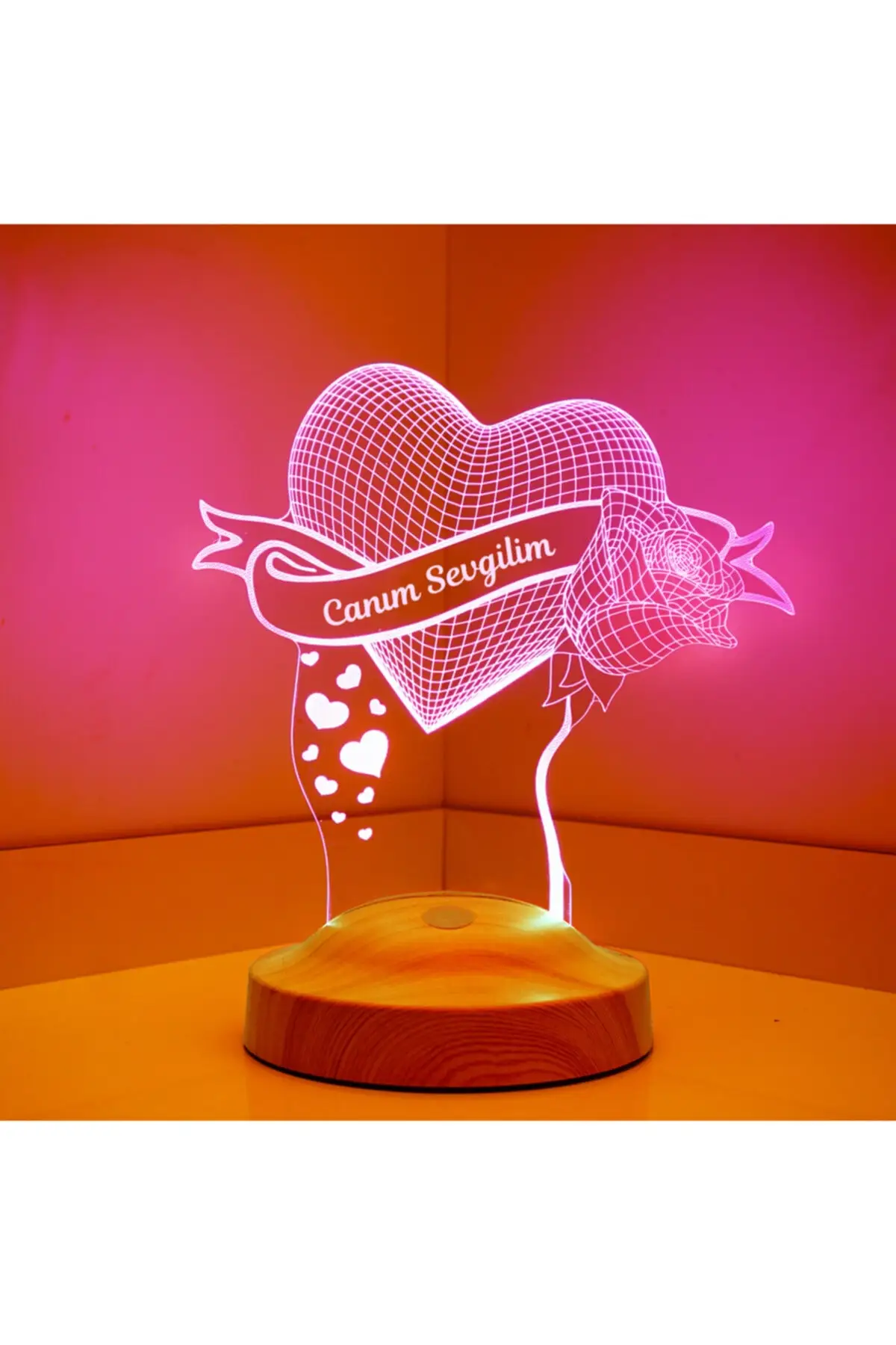 

3d rose and heart gift 3 dimensional Led lamp personalized design