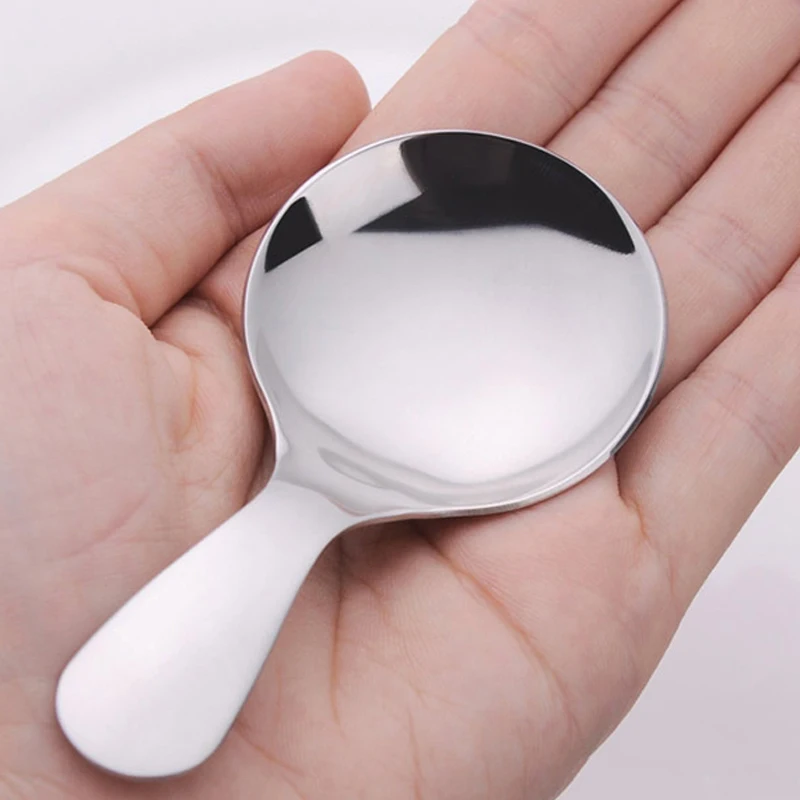 

1Pc Small Stainless Steel Spoon Short Handle Sugar Salt Spoon Mini Dessert Spoon Coffee Tea Scoop Kitchen Scoop For Storage Jar