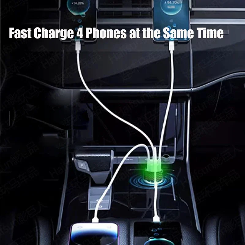 Автомобильное зарядное устройство HAOGU 380 Вт USB C Dual PD 4 в 1 с дисплеем напряжения