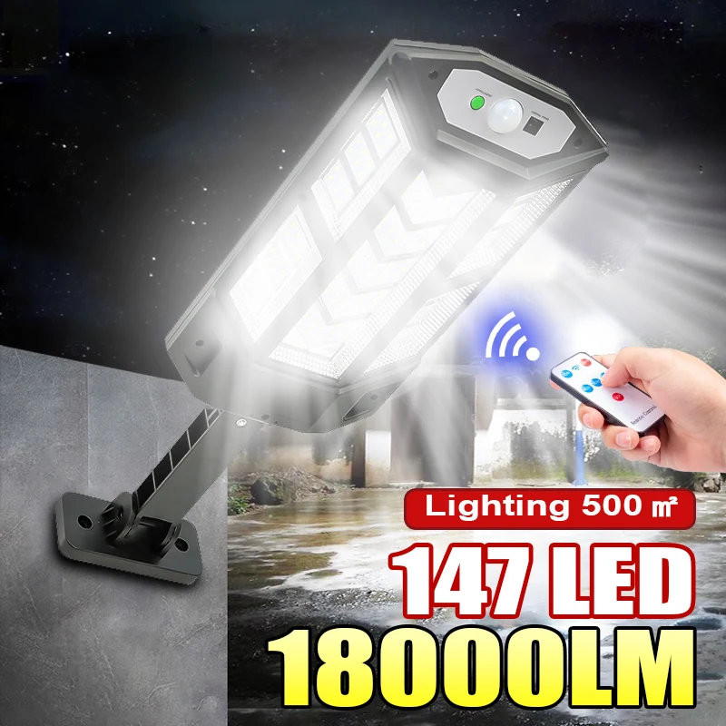 Новые Солнечные Светодиодные Уличные Фонари С Умным Датчиком Сильного Света 500 ㎡