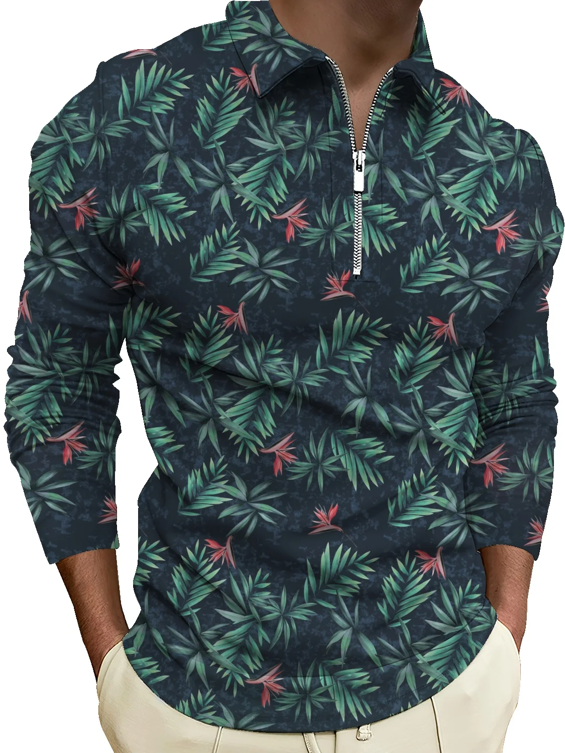 

Рубашка мужская с длинным рукавом, подчеркивающая индивидуальность, большая блузка с цветочным принтом, с оборками, красивая, для отдыха, кр...