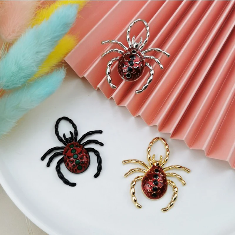

JINGLANG Metal Enamel Spider Charms Pendant For Jewelry Making DIY Earrings Necklaces Accessories Halloween Gift10pcs