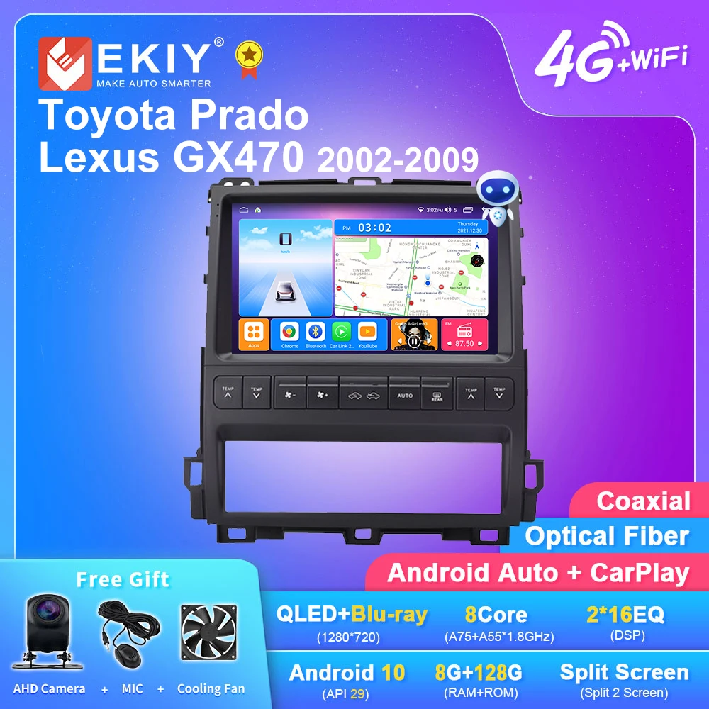 

EKIY T7 Android 10 Car Radio For Toyota Prado For Lexus GX470 2002-2009 Multimedia Video Player Stereo Navigation No 2Di Carplay