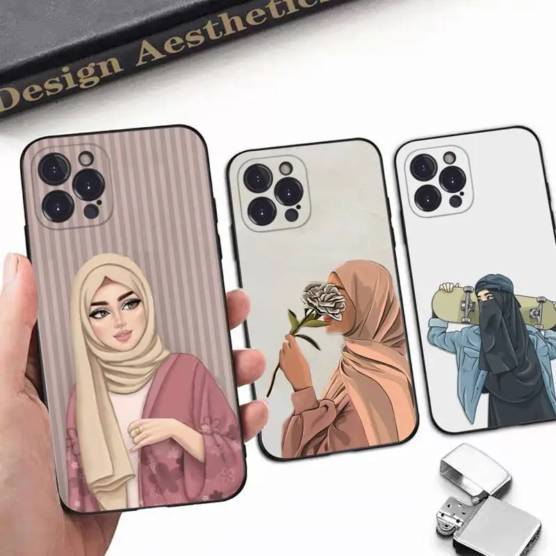 

Muslim Arabic Hijab Girl Phone Case For iPhone 8 7 6 6S Plus X SE 2020 XR XS 14 11 12 13 Mini Pro Max Mobile Case