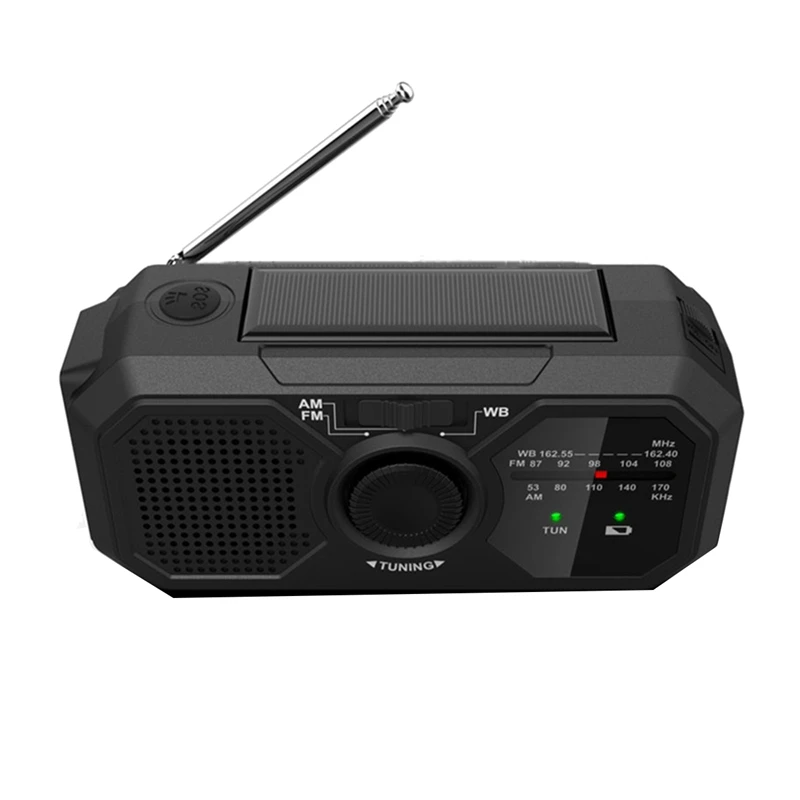 

Ручной Солнечный радиоприемник AM/FM/WB, радио Светодиодный светодиодным фонариком, перезаряжаемое зарядное устройство для телефона для экст...