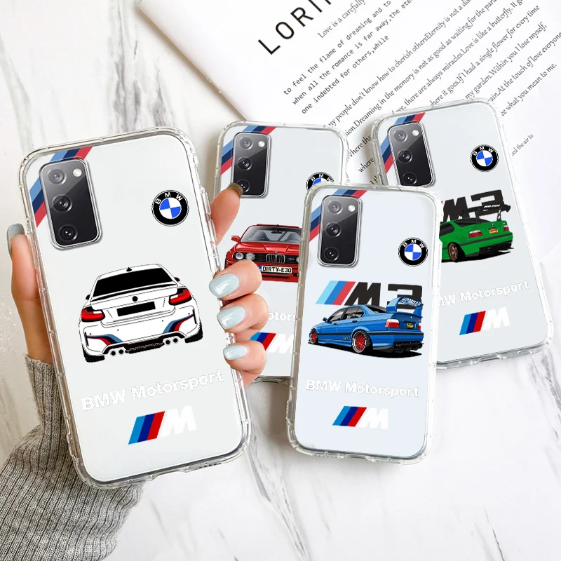 

Luxury BMW Sports Car For Samsung A53 A52 A54 A13 A12 A32 A71 A33 A73 A72 A51 A21S A03 5G Transparent Phone Case Cover