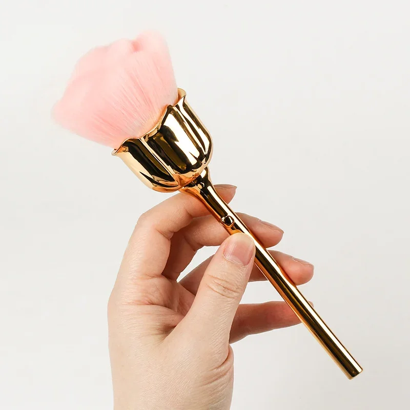 

1 Розовая Чистящая женская кисть для ногтей Pc цветок пыль пудра Макияж инструмент Мягкая Косметика Пудра Розовая форма основы Румяна кисти для дизайна
