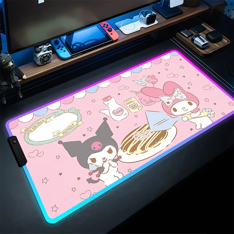 Большой игровой коврик для мыши RGB My Melody ноутбука с подсветкой клавиатуры