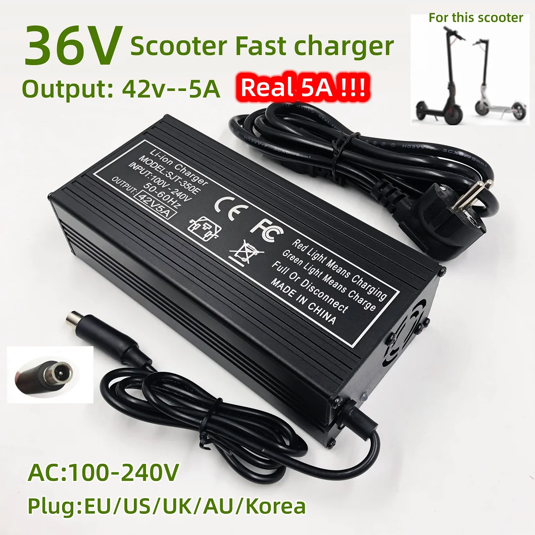 42V 5A Electric Skatebaord Adapter Scooter Charger For Lime/Segway Ninebot MAX G30/M365 Pro EU/US/AU/UK/Korea Plug