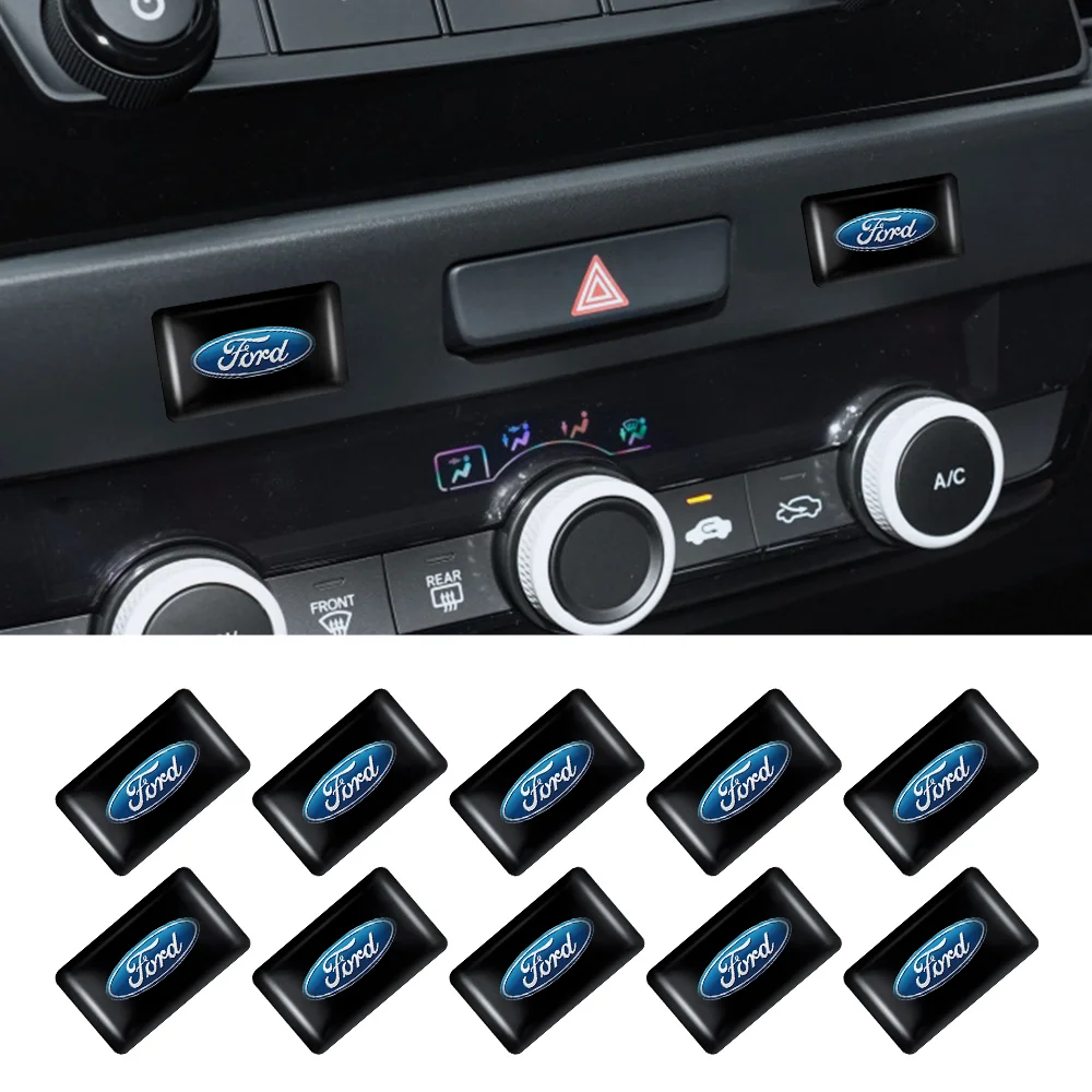 

10pcs Car Window Lift Button Stickers Steering Wheel Badges Interior Decoration For Ford Focus mk2 3 Mustang Ranger Fusion Kuga
