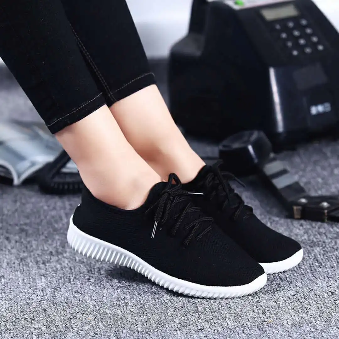 Summer Women's Vulcanized Shoes Women's Mesh Sneakers Lace-up Flats Women's Casual Shoes Walking Sports Running Shoes