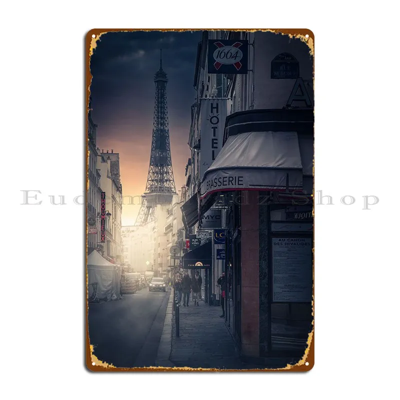 

Eiffel Tower Street Metal Plaque Poster Cinema Printing Club Print Wall Decor Tin Sign Poster
