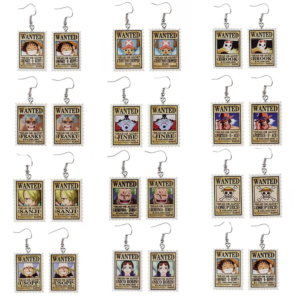

Ovxxons 1 Pair Popular Manga One Piece Simulation Stamp Earrings Earrings Creative Fun Harajuku Female Earrings