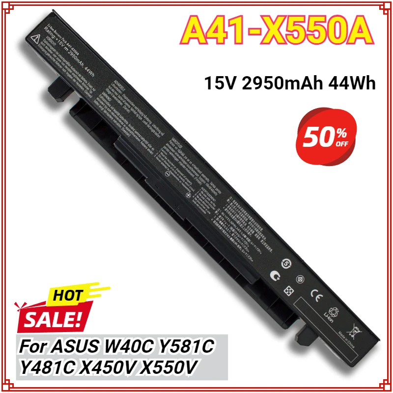 Фото Новый аккумулятор для ноутбука A41-X550A для ASUS A41-X550 X450 X550 X550C X550B X550V X450C X550CA X452C X452EA 15 В 2950 мАч №1
