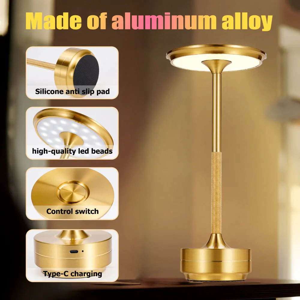 

Настольная лампа в стиле ретро с сенсорным выключателем и USB-зарядкой