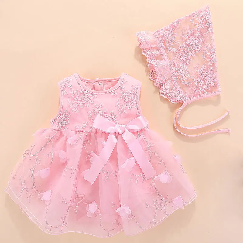 

Newborn Summer Baby Girl Dress Sleeveless Flower Dress + Hairband Two Piece Children's Princess Dress Baby Clothes
