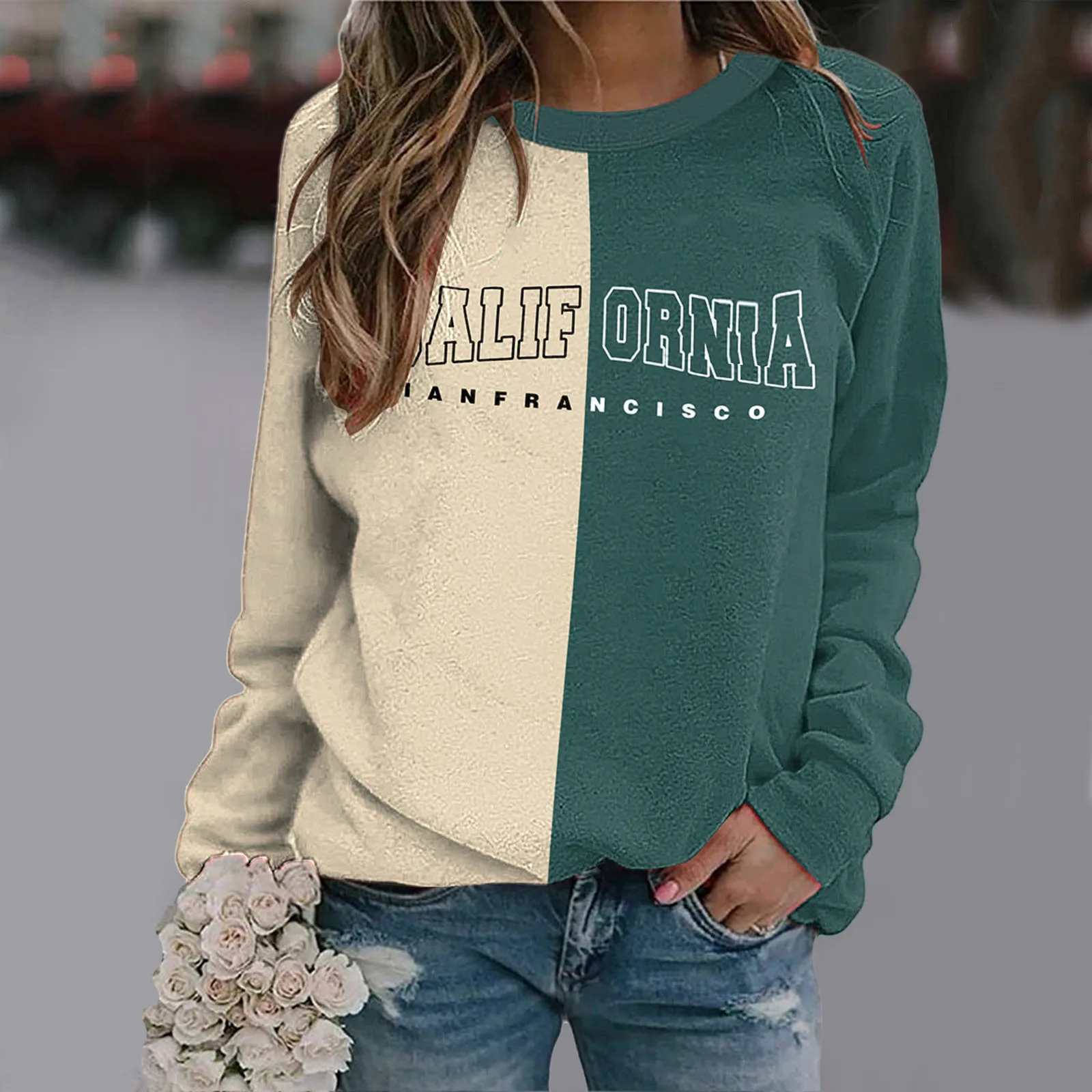 

Женская толстовка на молнии с капюшоном, Повседневный пуловер на молнии, топы с круглым вырезом, свободный свитер в стиле бойфренда, толстов...