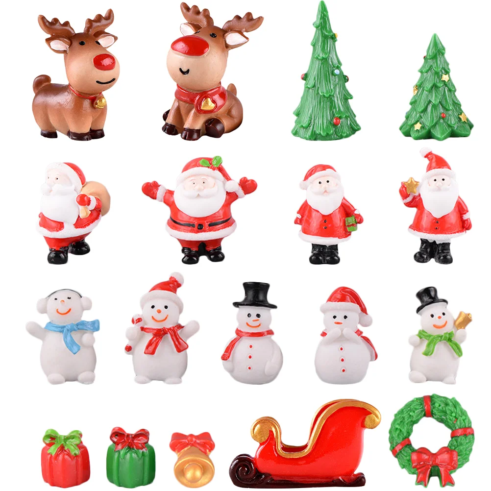 

Christmas Miniature Mini Figurines Santa Landscape Micro Ornament Claussnowman Tree Ornaments Figures Resin Decor Figurine