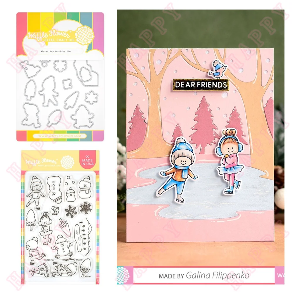 

Metal Cutting Dies Stamps Winter Fun For 2022 Template DIY Scrapbook Album Paper Greet Card Decoration Embossing Craft Handmade