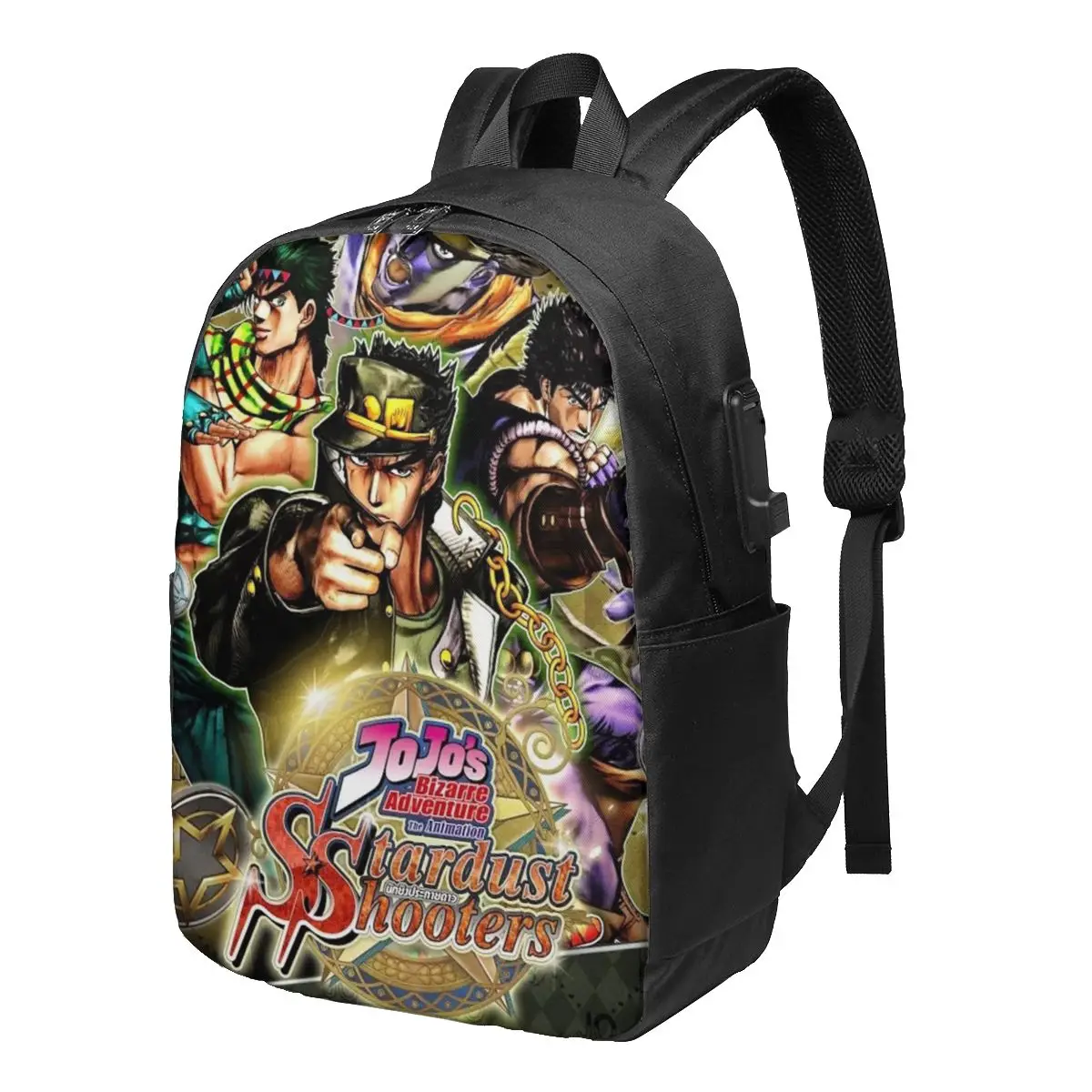

Casual USB Backpacks Men Women Cartoon Backpack Teenage Laptop Backpack Bags Bizarre Adventure Outdoor Rucksack