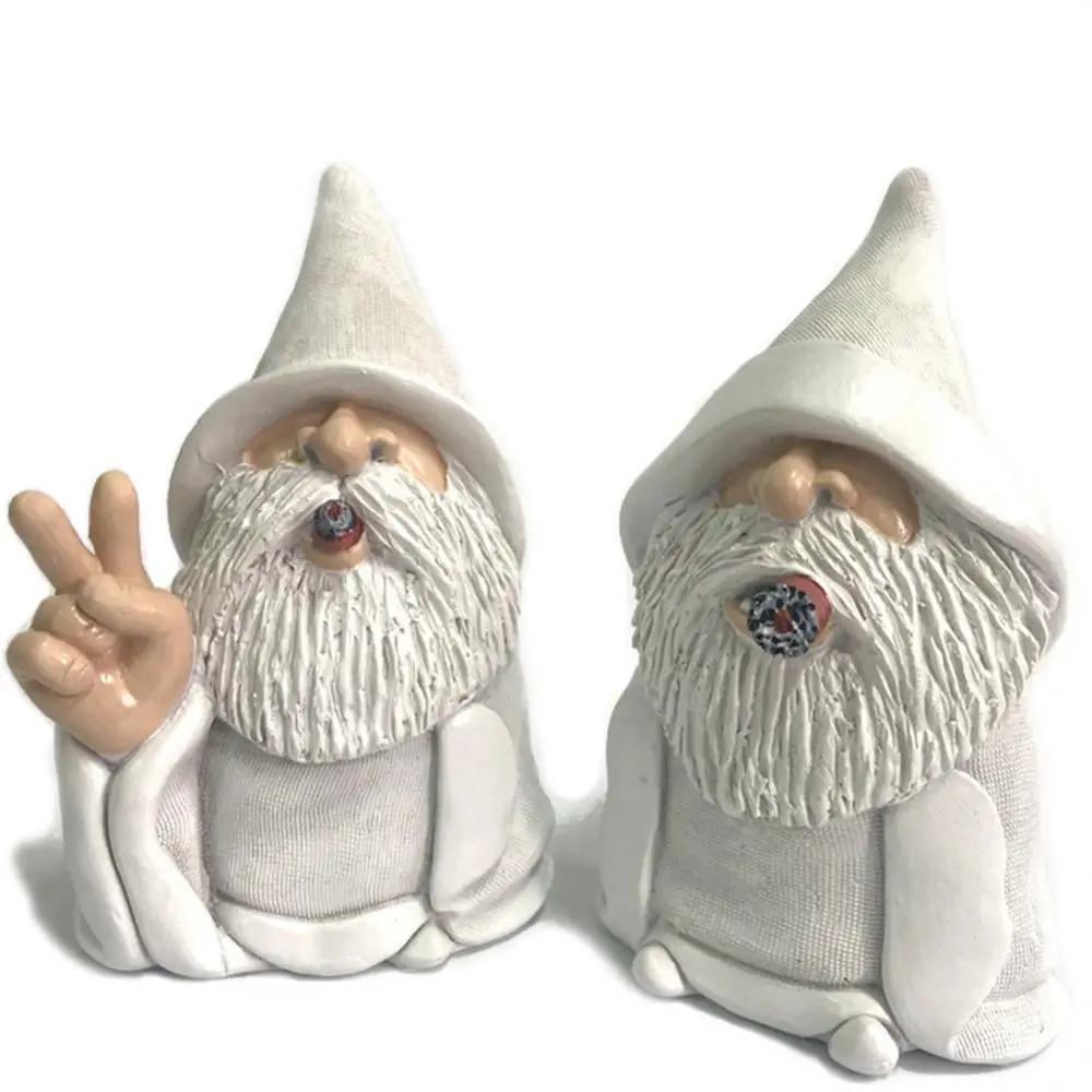 

Statue Robe Smoking Resin Realistic Fine Craftsmanship Interesting Miniature Items Garden Landscape Decoration White