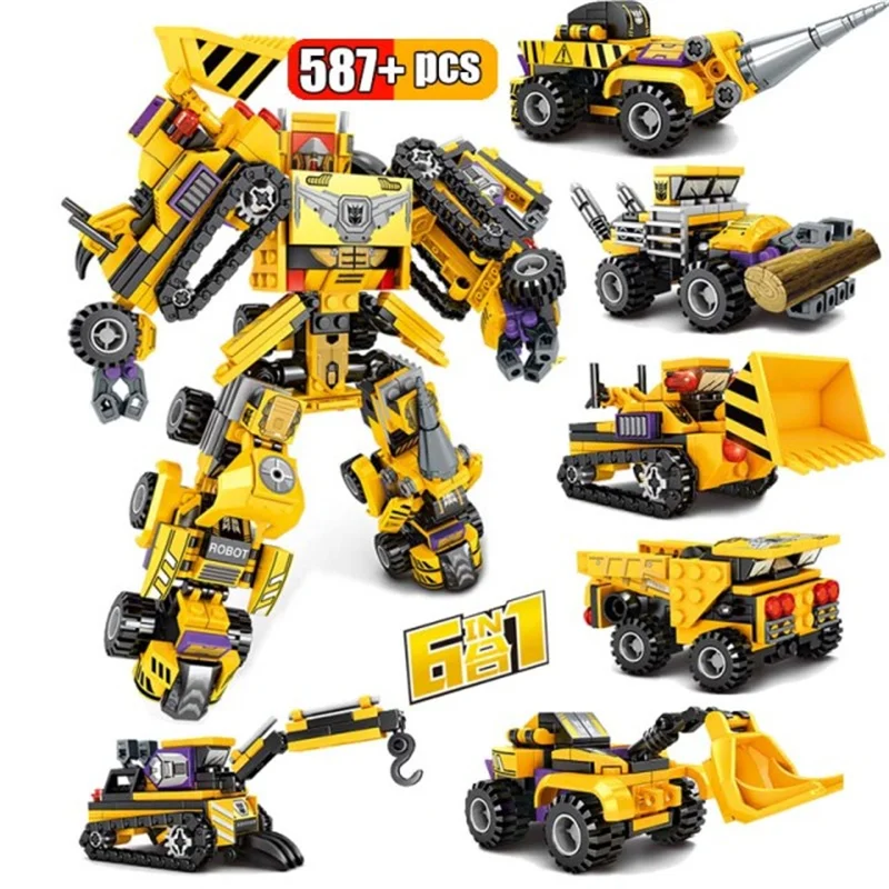 

NBK Transformation Robot Building Block Devastator Action Figure Excavator Rescue Scraper Hook Suit Collection Car Model Toys