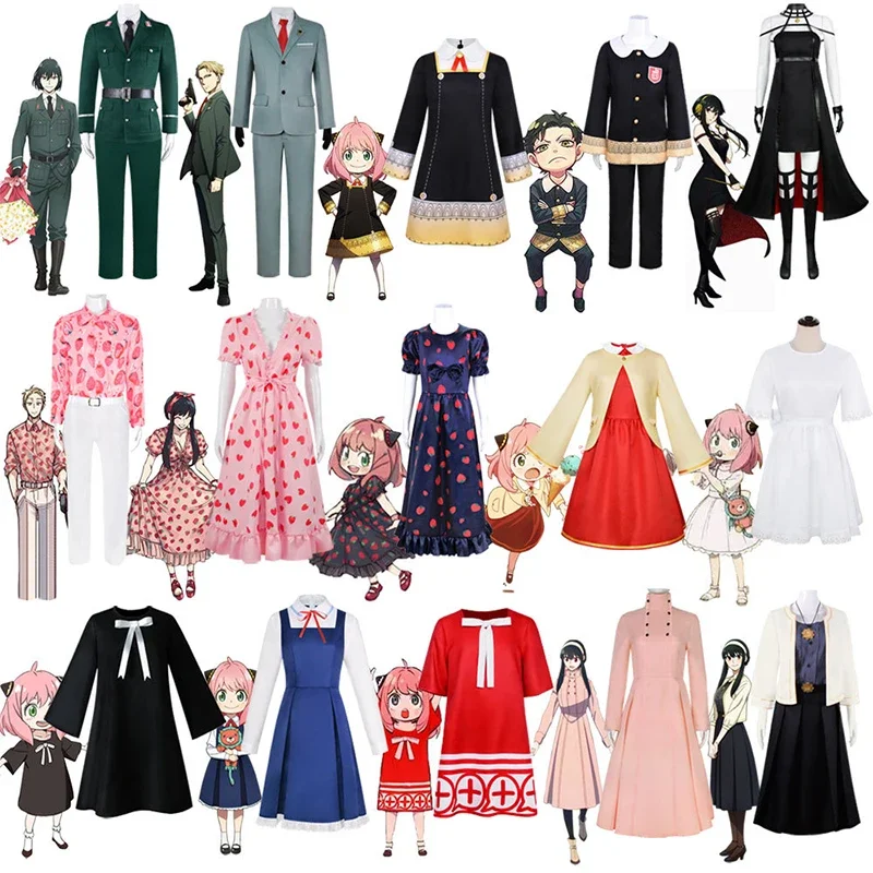 

Anime SPY X FAMILY Anya Yor Forger Loid Cosplay Costume Black Dress Uniform Full Set Stockings Halloween Carnival Party Clothes