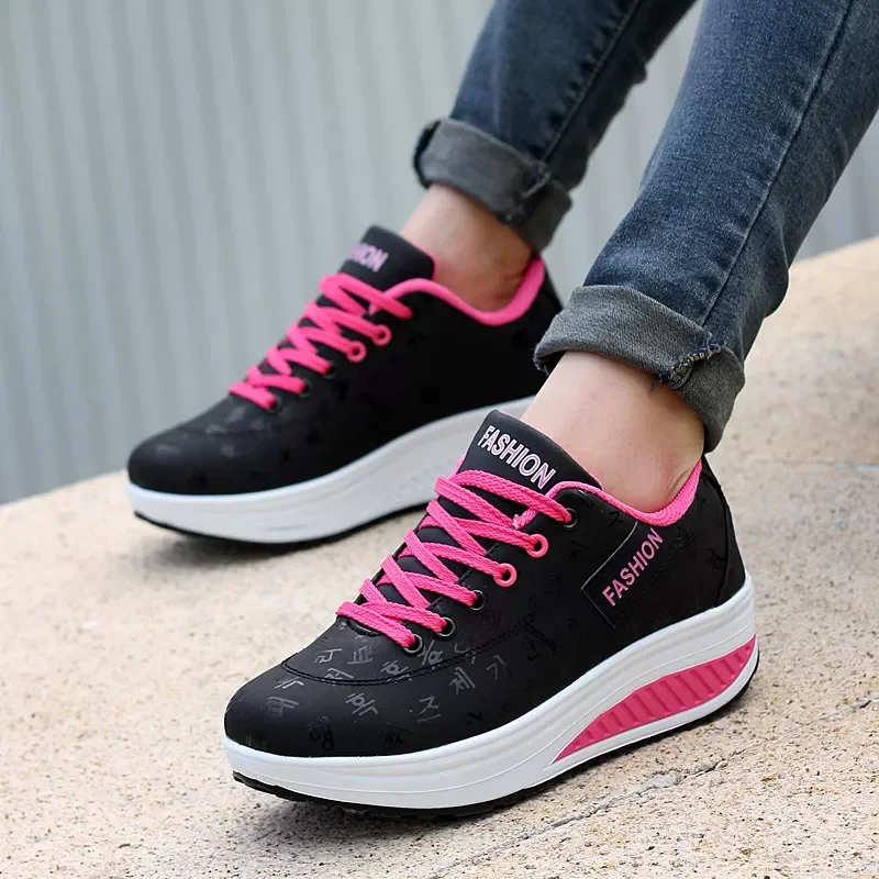 

Delivery Women Sneakers New 2022 Winter Walking fashion Lace Up Wedges Platform Shoes Woman Sneakers zapatillas mujer