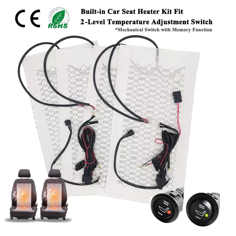 

Car Seat Heater 12V Carbon Fiber Seat Heating Pad High/low Temperature Adjustable Round Switch Controller Winter Warmer