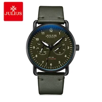 julius five needle leather waterproof quartz movement new mens watch leisure belt watch jah 120 wrist watch top brand luxury