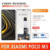 6 53inch premium quality lcd for xiaomi poco m3 lcd touch panel screen digitizer for redmi 9t display m2010j19cg assembly