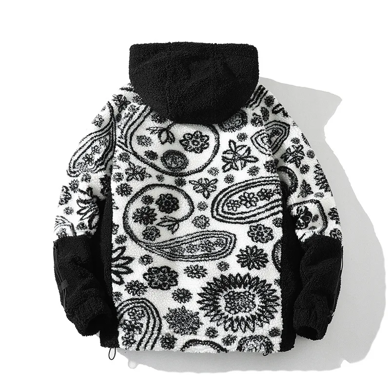 winter coat Men New Ins Trend Loose Casual Couple Embroidered Decoration Imitation Lamb Velvet Hooded Warm Jacket