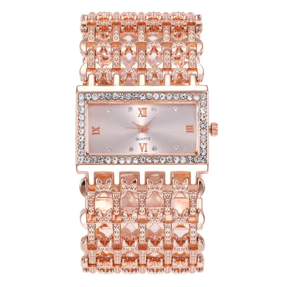 

Leisure Fashion Women's Alloy Diamond Inlaid Square Dial Watch Creative Roman Numerals Quartz Women's Watch Relogio Feminino