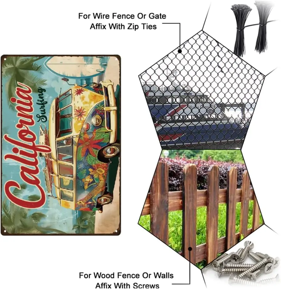 SUPNT Bus Tn Sgns Hngng Metl Плакаты Vntge Clforn Posters ron Wll rt Home Decorton для Brs Cfe Pubs